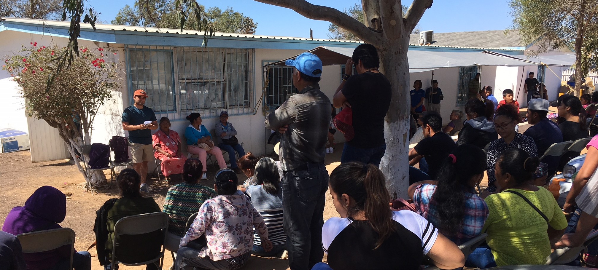 volunteers and people outside